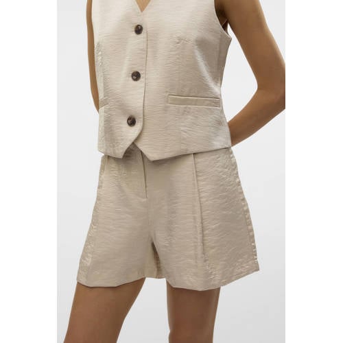 VERO MODA regular waist casual short ecru afbeelding