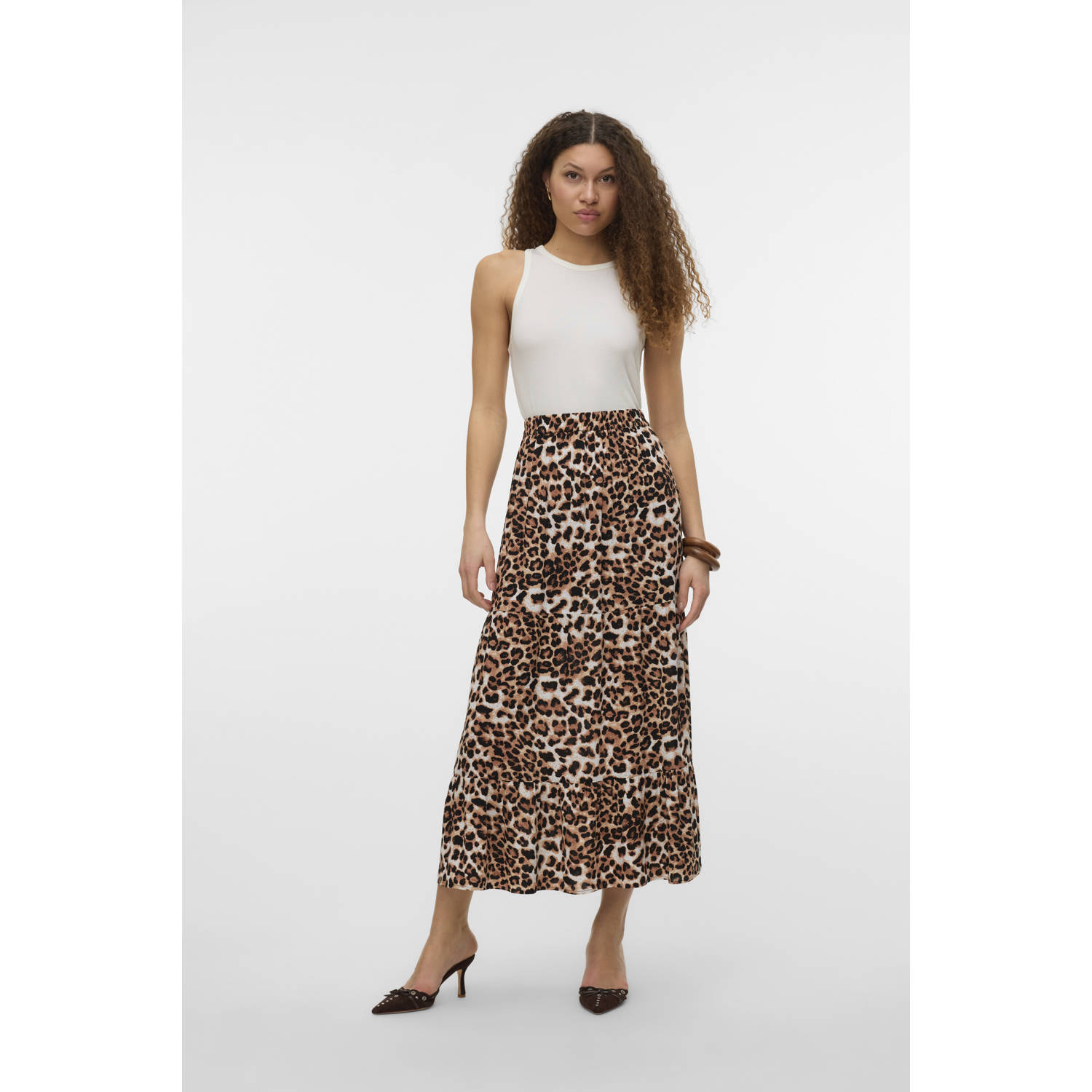 VERO MODA midi rok bruin