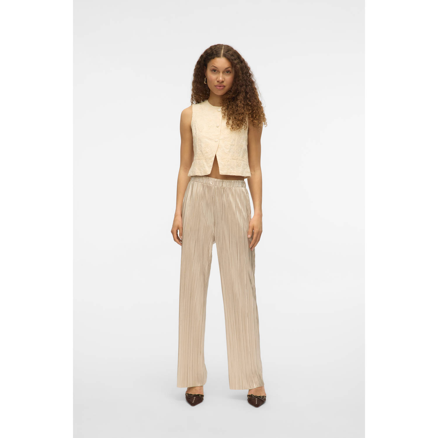 VERO MODA straight regular waist casual broek zilver