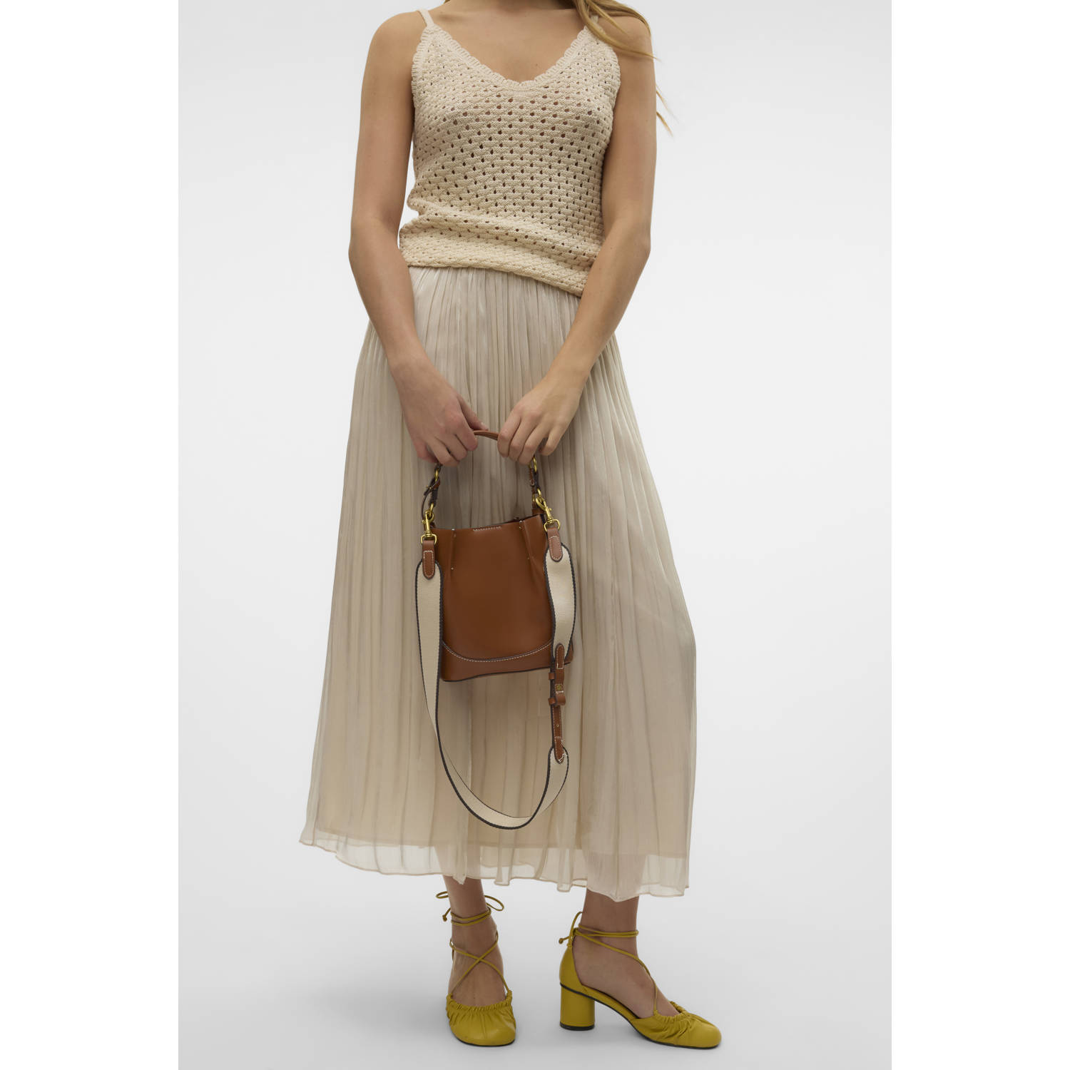 VERO MODA plissé rok ecru