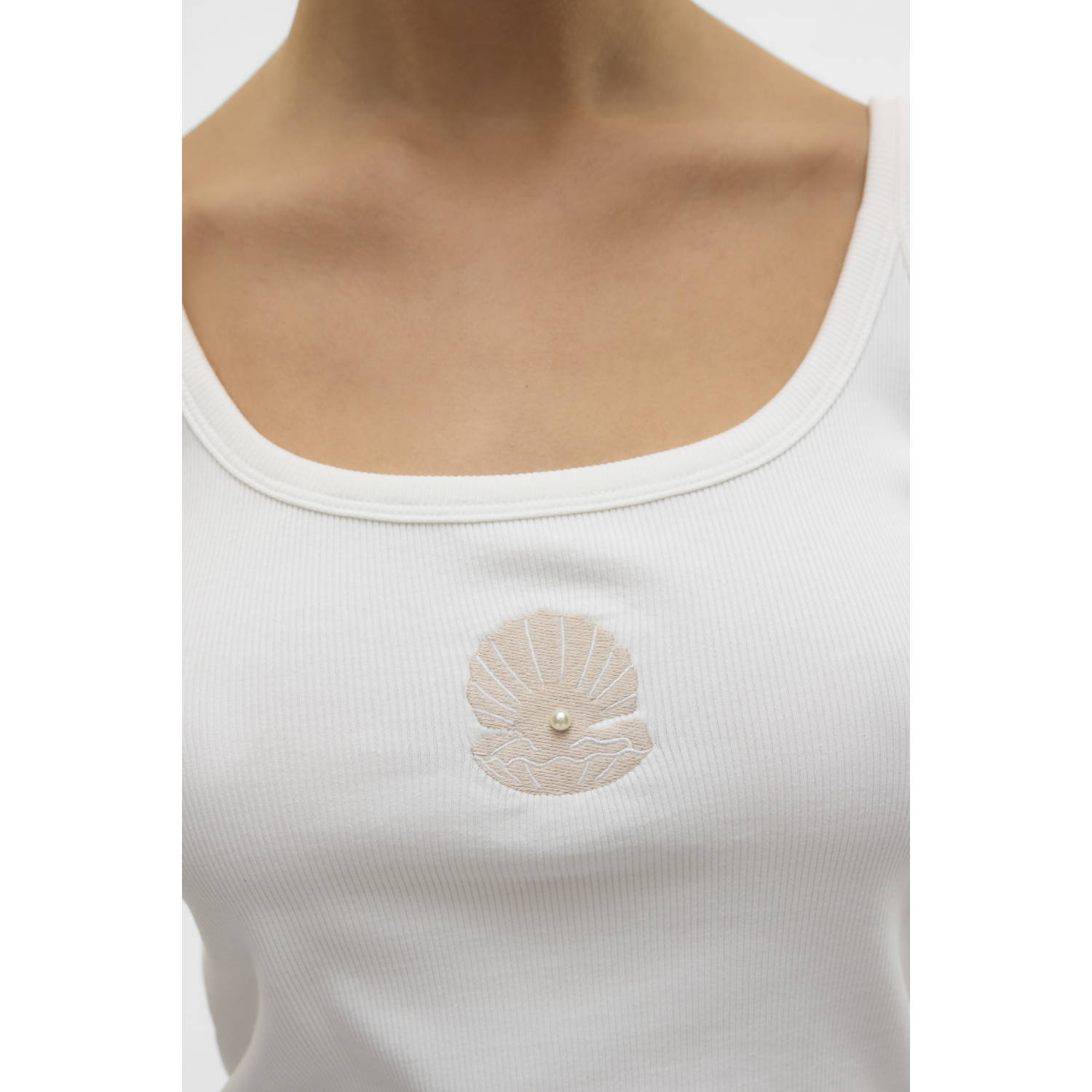 VERO MODA top ecru met parels