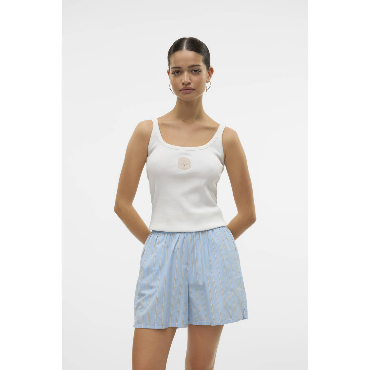 VERO MODA top ecru met parels