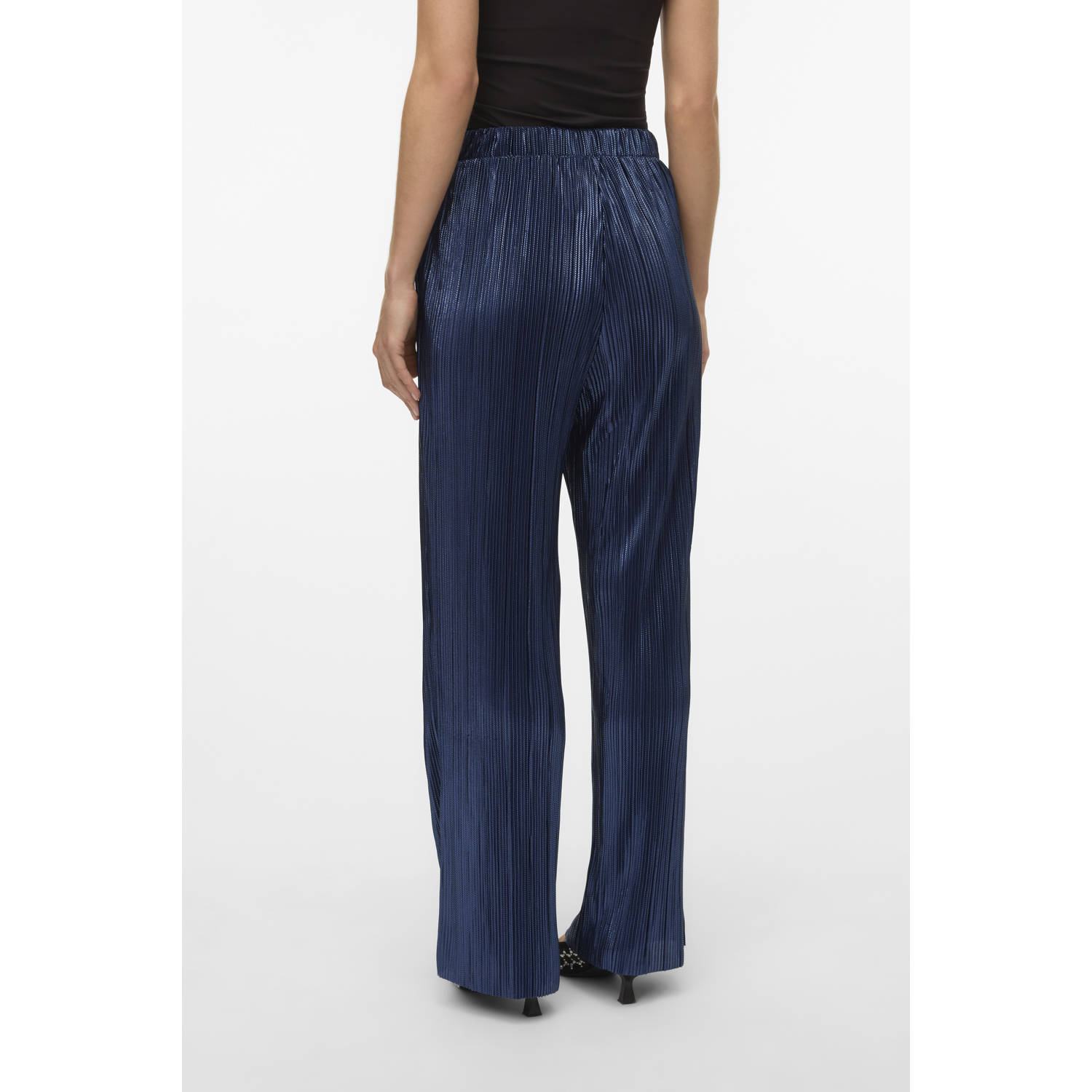 VERO MODA straight regular waist casual broek donkerblauw