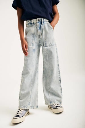 wide leg jeans light blue denim