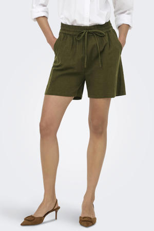 relaxed regular waist casual short donkergroen