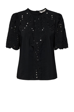 blousetop zwart broderie