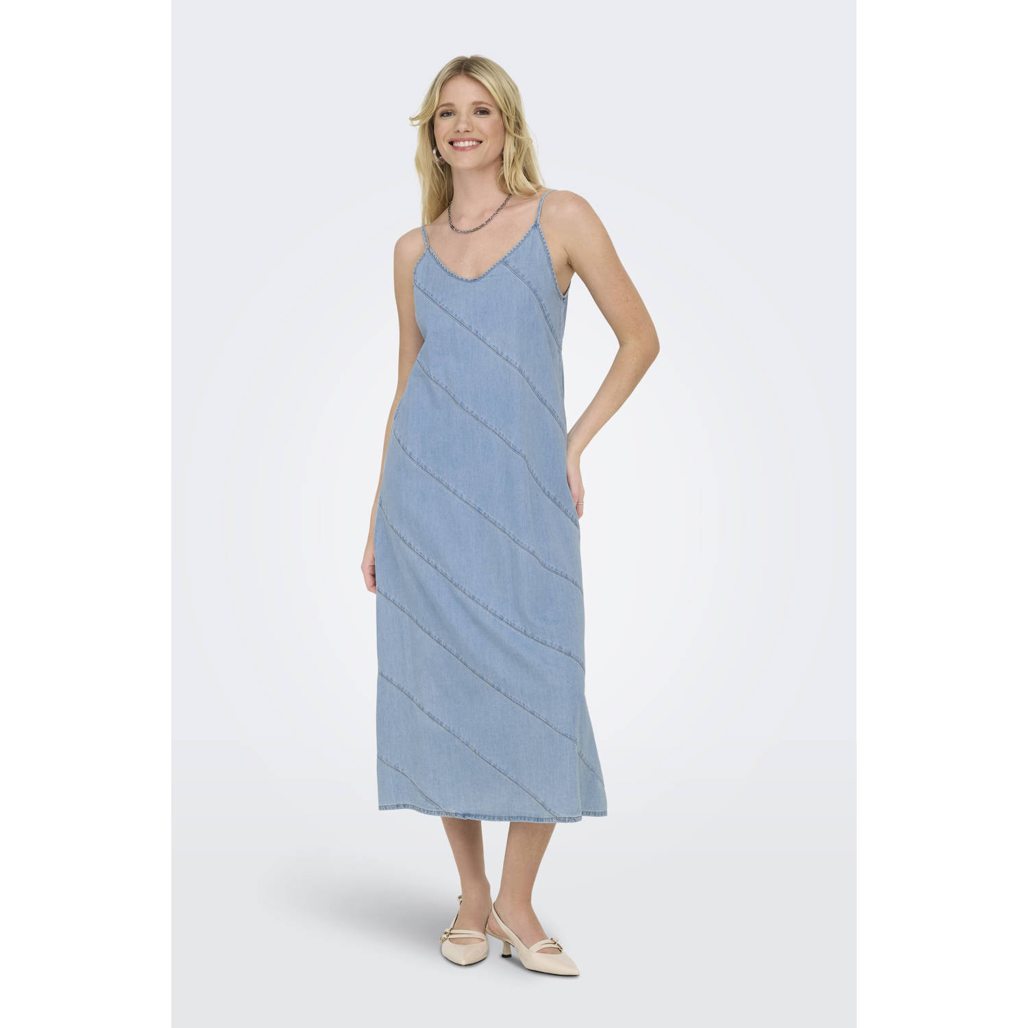 ONLY zomerjurk light blue denim