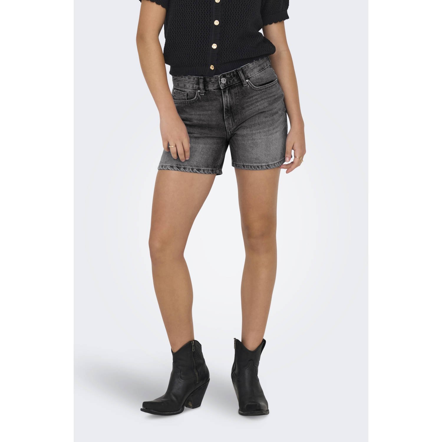 ONLY denim regular waist short black denim