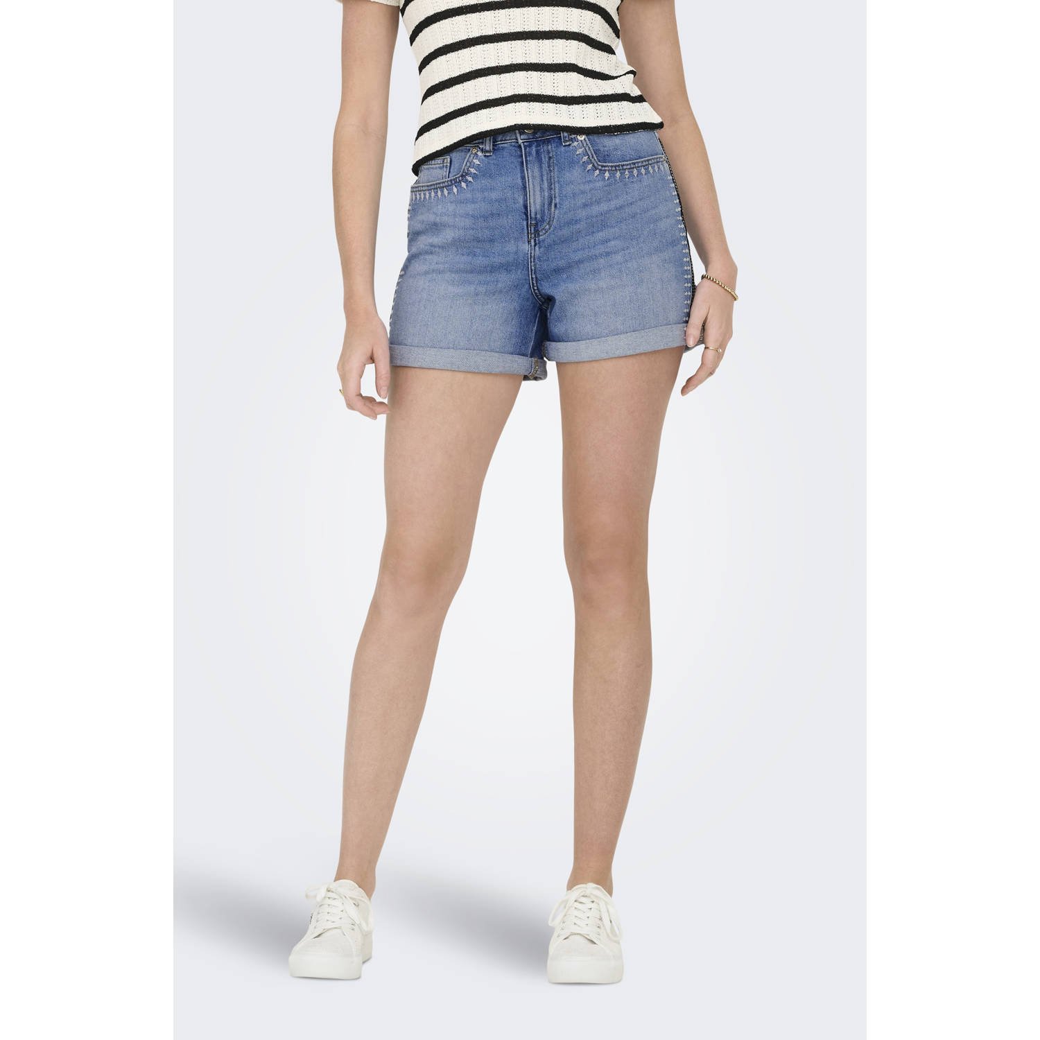 ONLY denim regular waist short light blue denim
