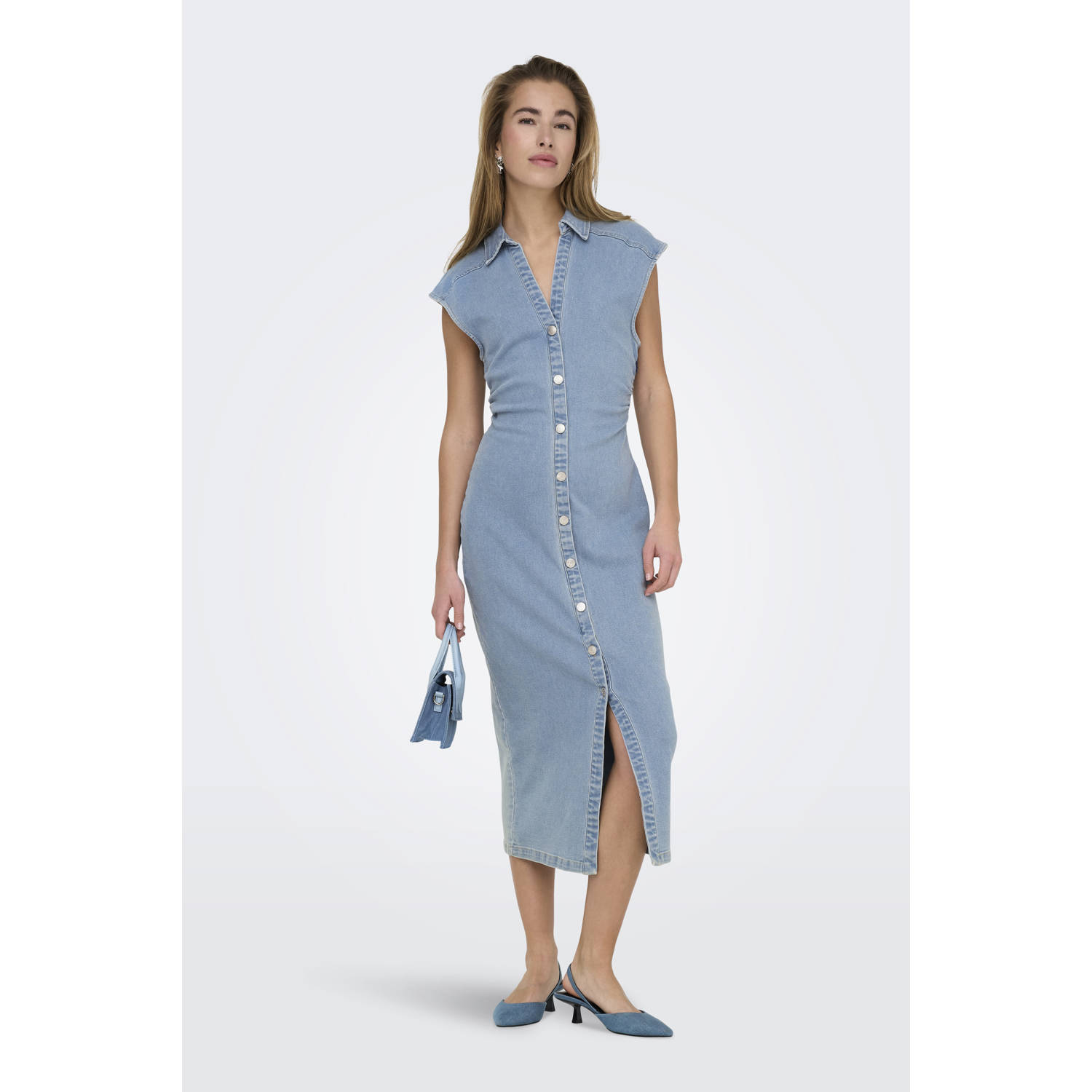 ONLY denim spijkerjurk light blue denim