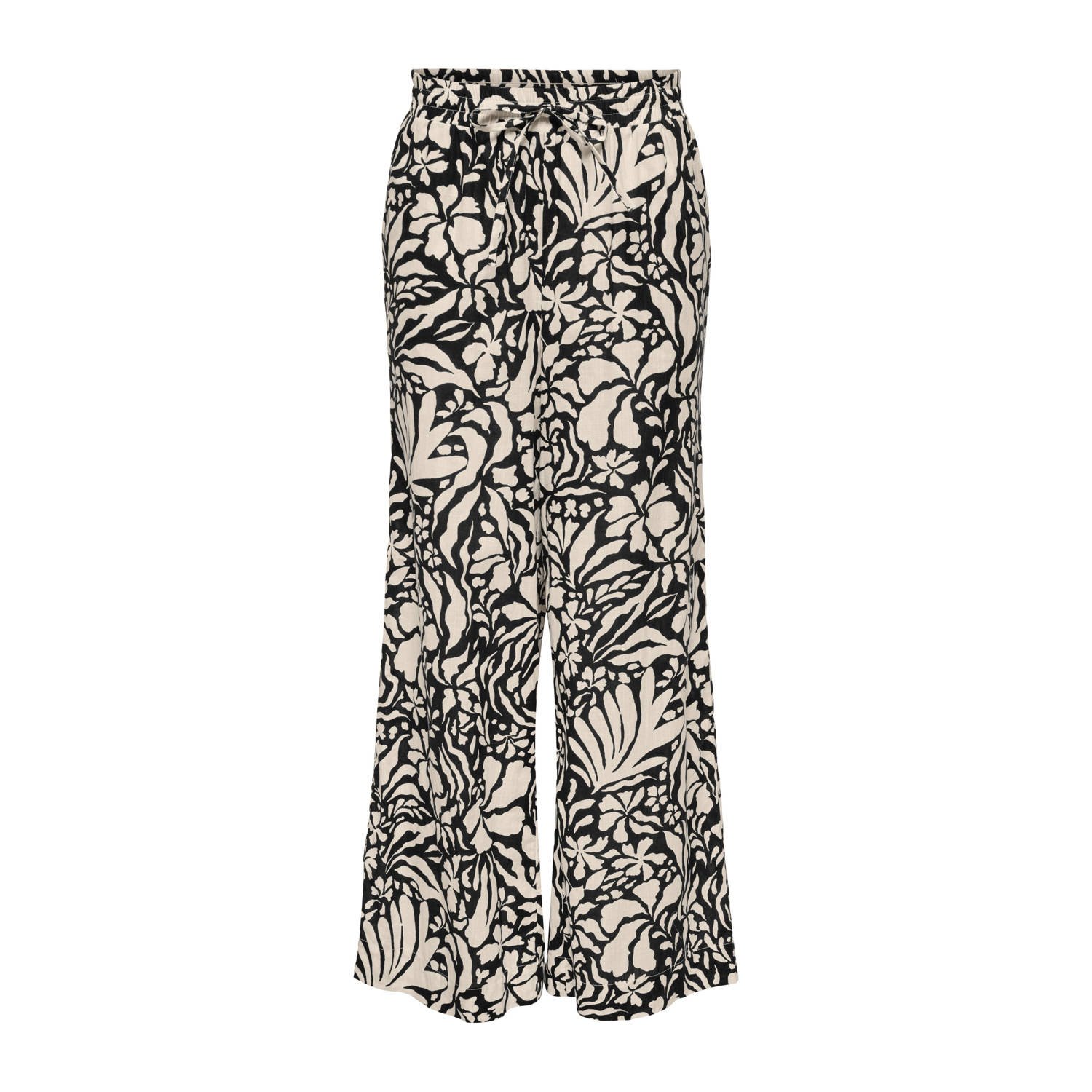 ONLY wide leg high waist casual broek zwart