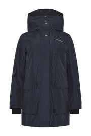 thumbnail: Donkerblauwe dames Didriksons parka Harriet van polyester met lange mouwen, capuchon en ritssluiting