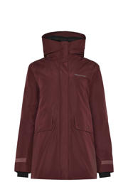 thumbnail: Donkerrode dames Didriksons parka Tuva van polyester met effen, lange mouwen, capuchon en ritssluiting