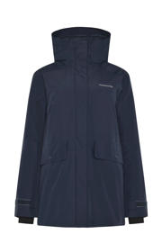 thumbnail: Donkerblauwe dames Didriksons parka Tuva van polyester met effen, lange mouwen, capuchon en ritssluiting