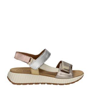   leren sandalen zilver/goud/roze