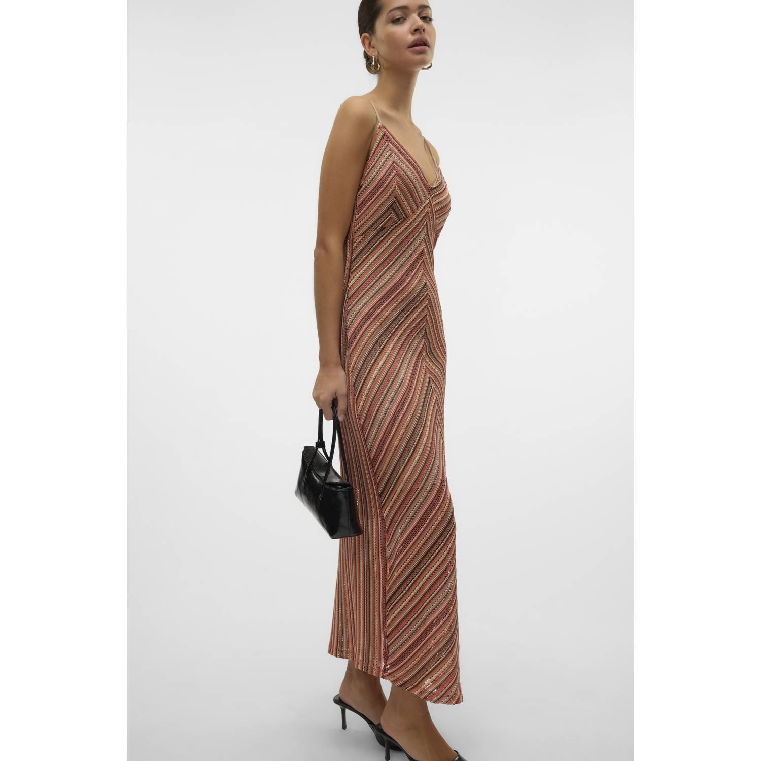 VERO MODA zomerjurk crochet roodbruin