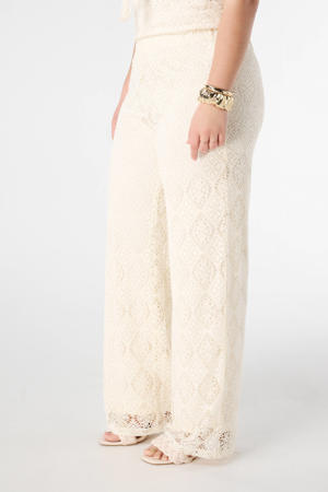 straight regular waist casual broek crème