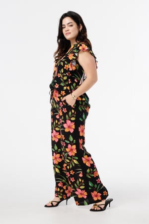 straight regular waist casual broek oranje
