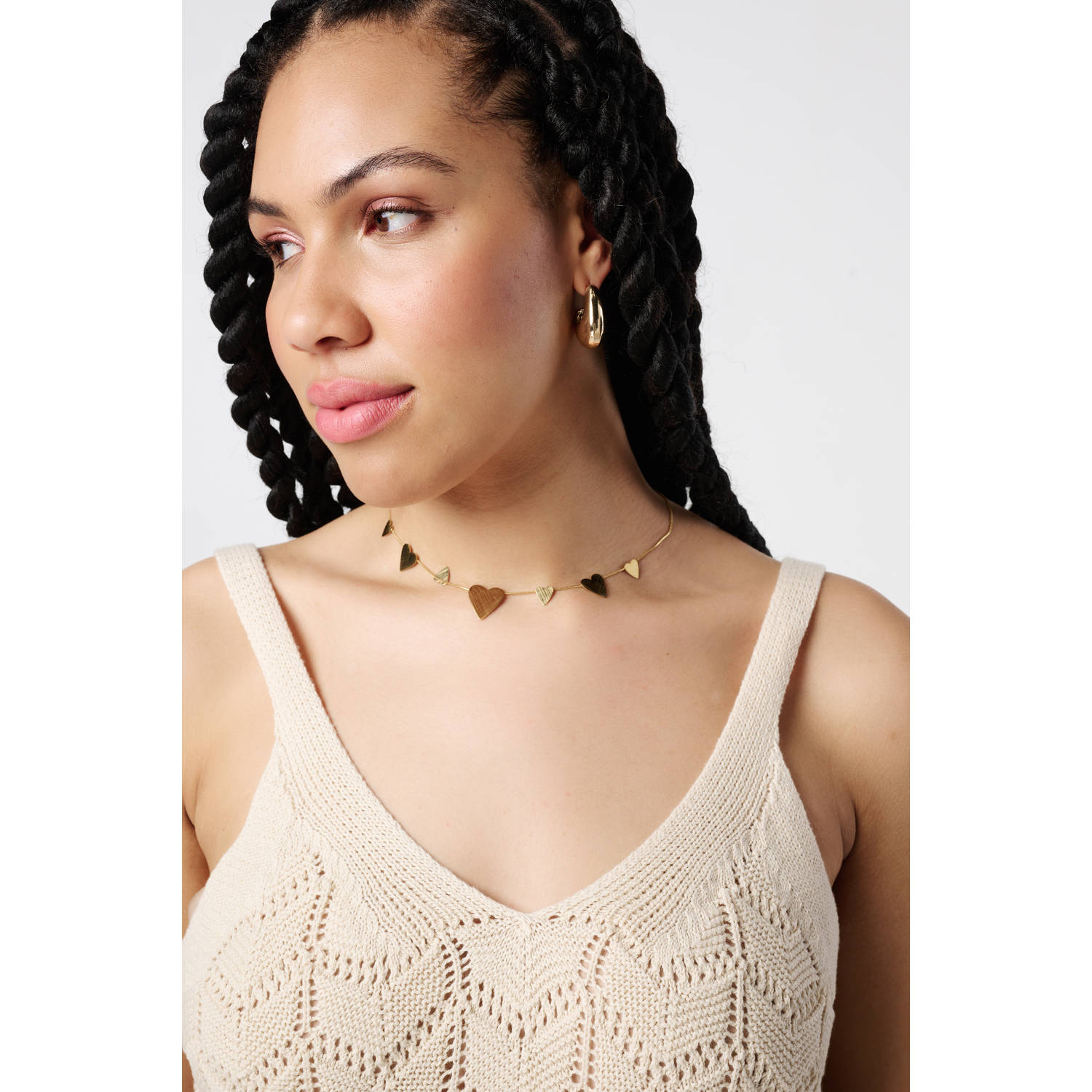 MS Mode mouwloze top crème crochet