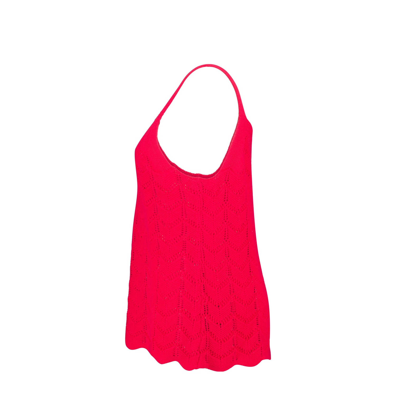 MS Mode mouwloze top fuchsia crochet