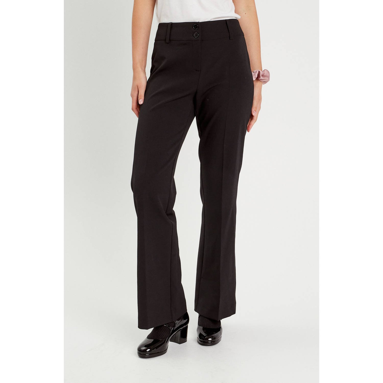 Cache flared regular waist pantalon zwart