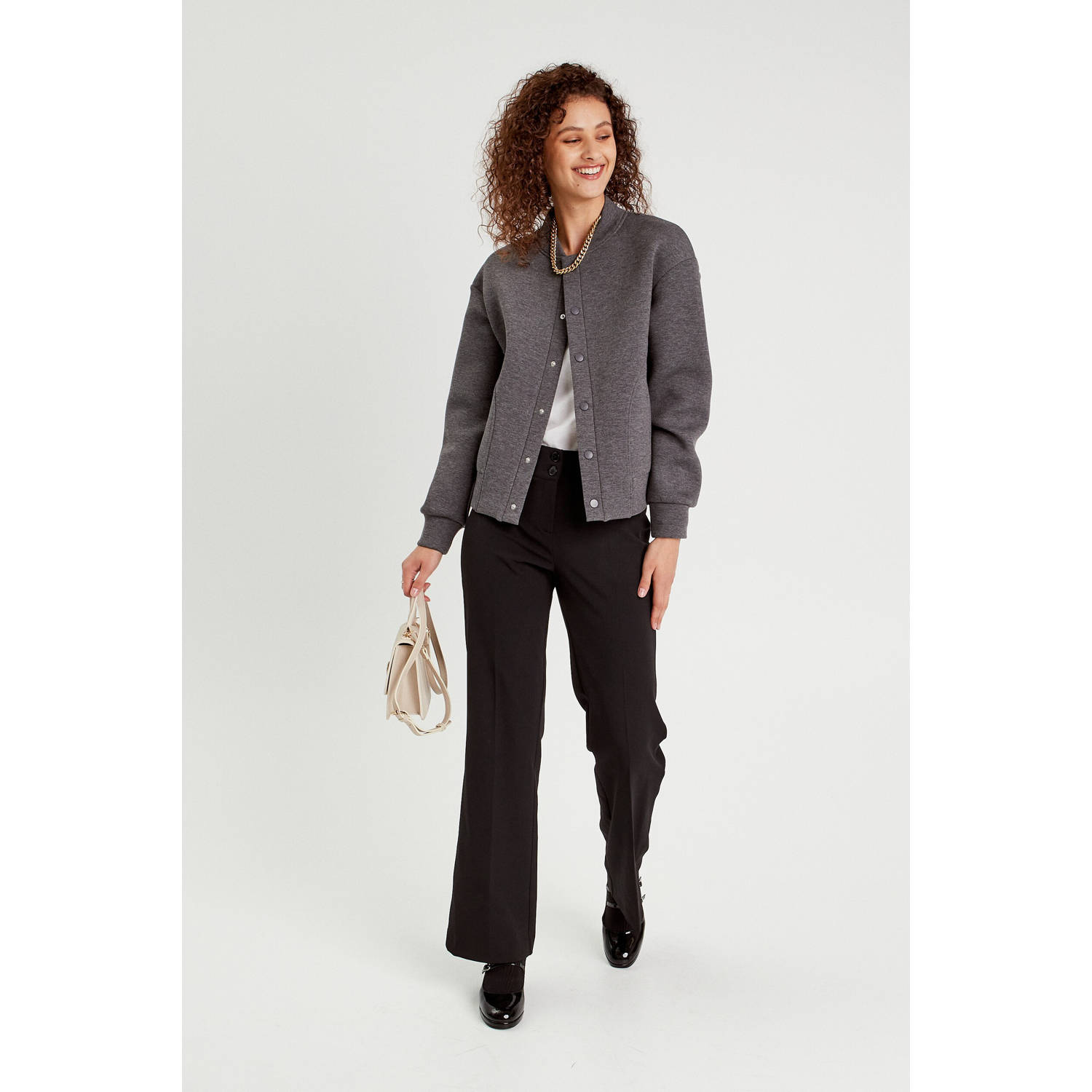 Cache flared regular waist pantalon zwart