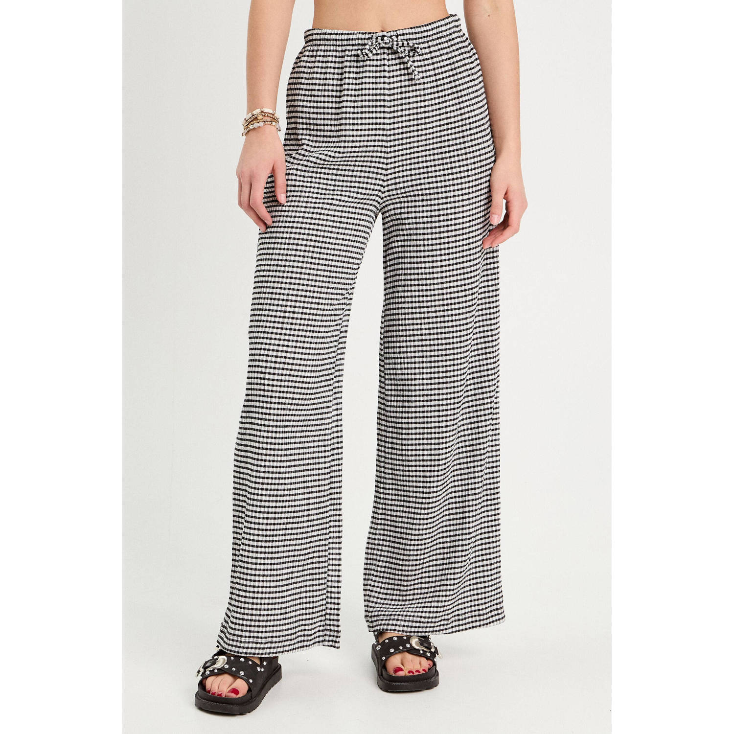 Cache wide leg regular waist broek zwart