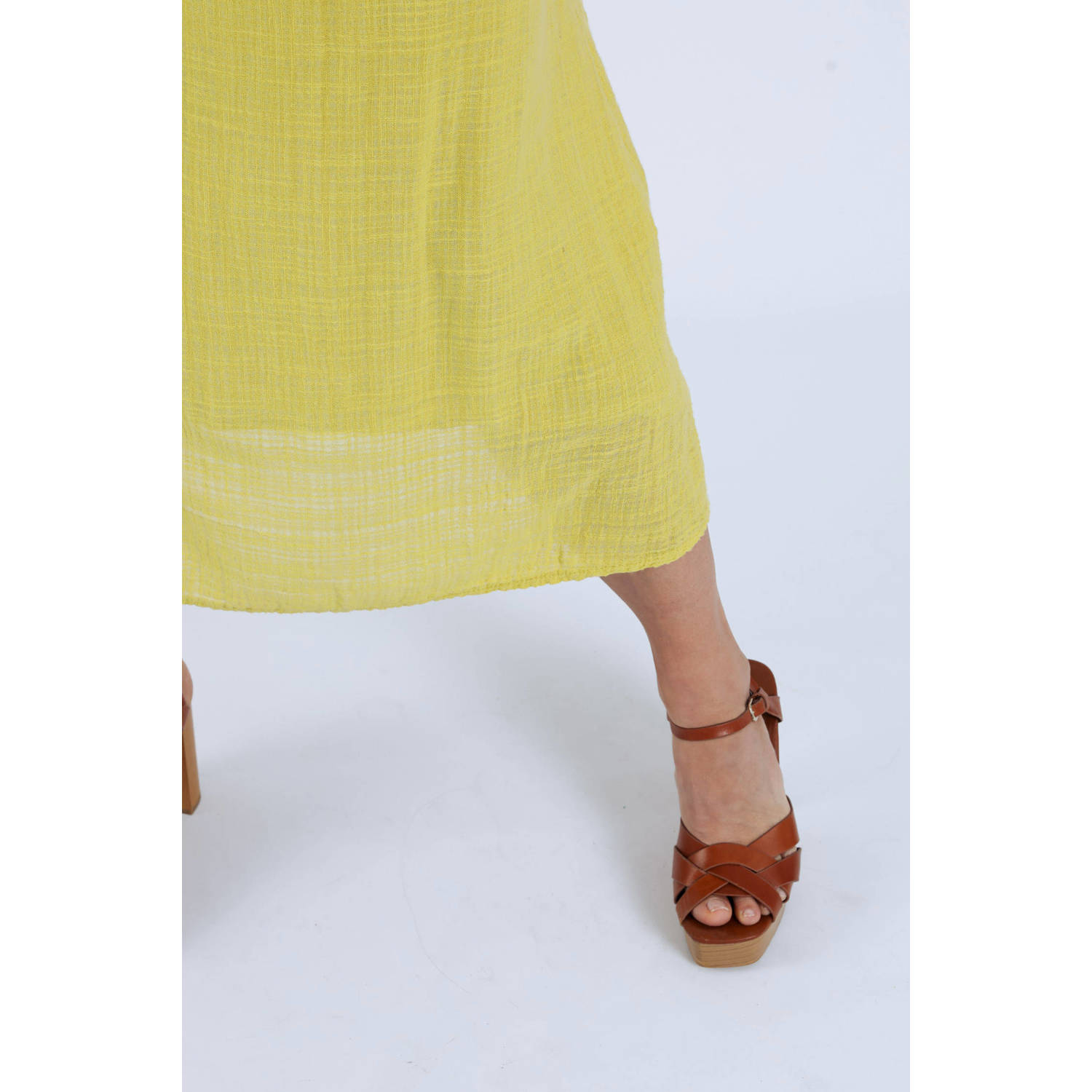 Paprika midi jurk oker