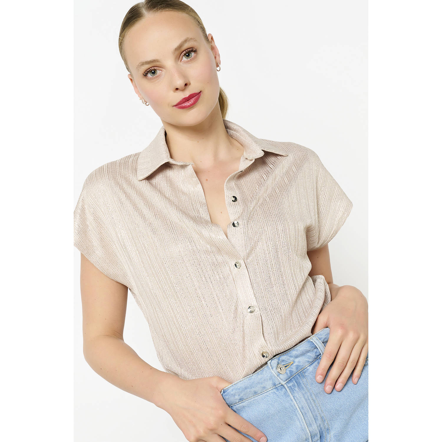 LOLALIZA asymmetrische top blouse goud