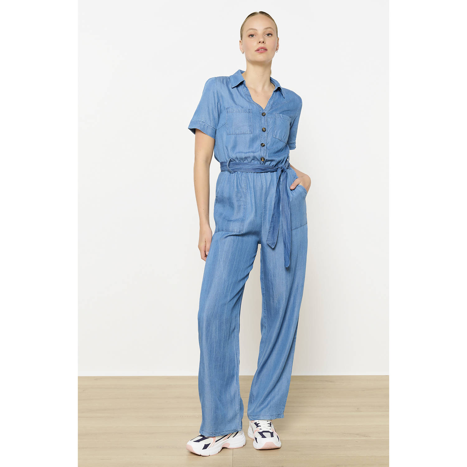 LOLALIZA denim wide leg jumpsuit medium blue denim