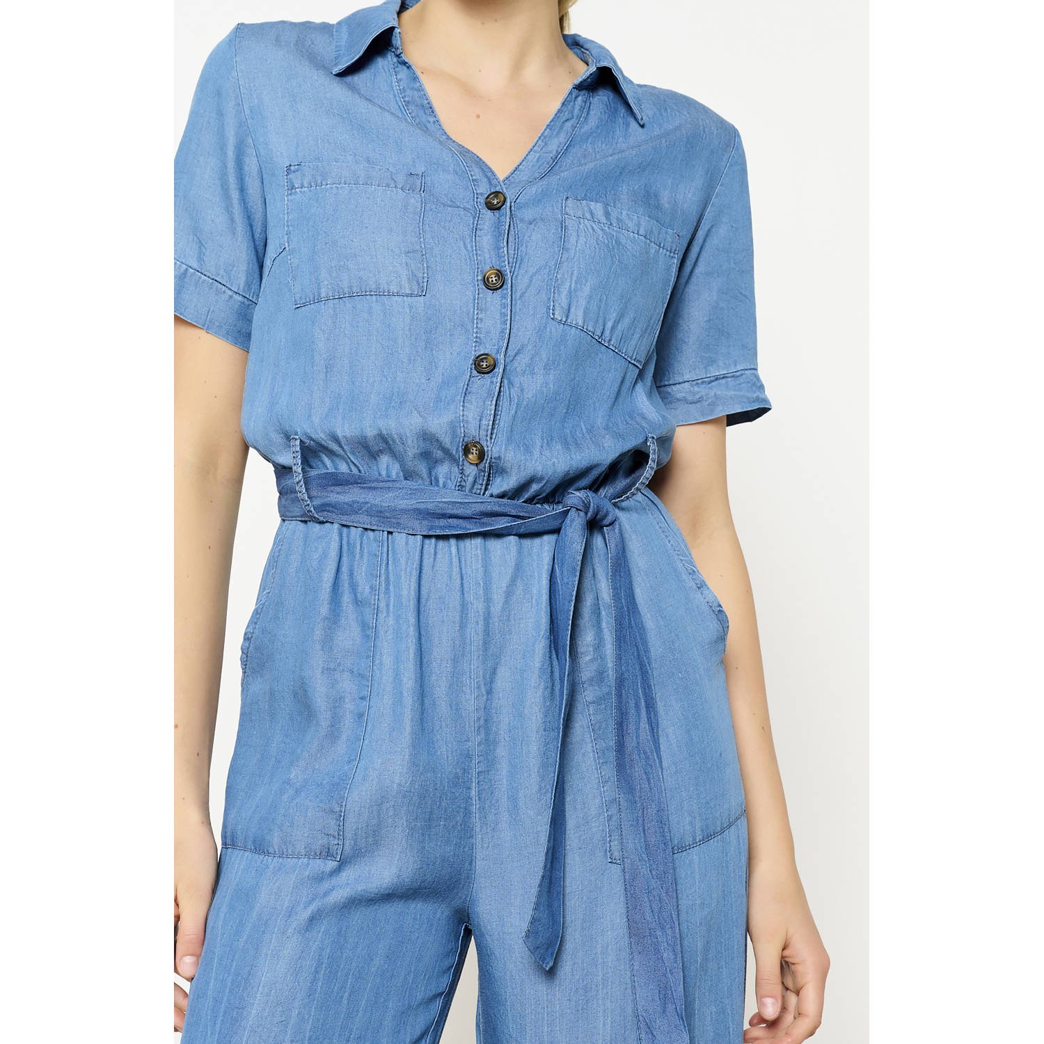 LOLALIZA denim wide leg jumpsuit medium blue denim