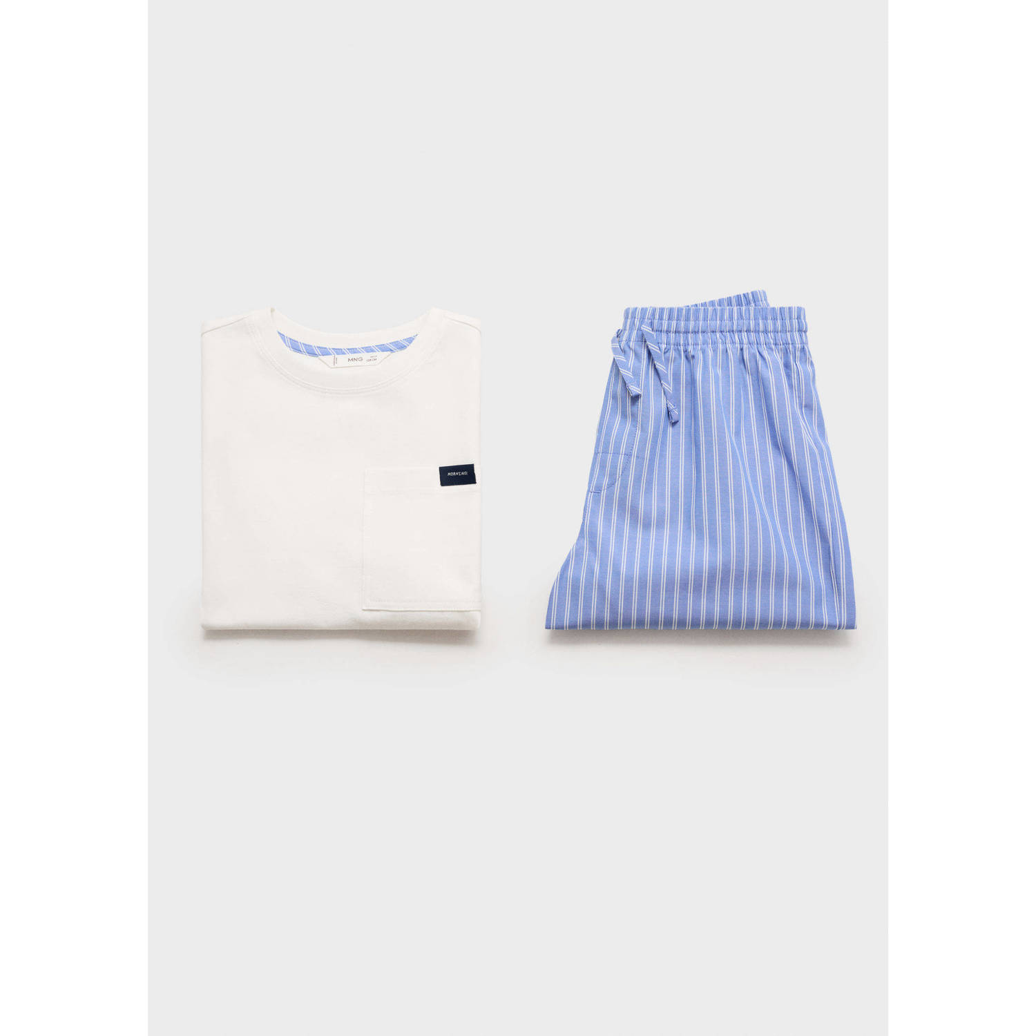 Mango Kids shortama lichtblauw wit