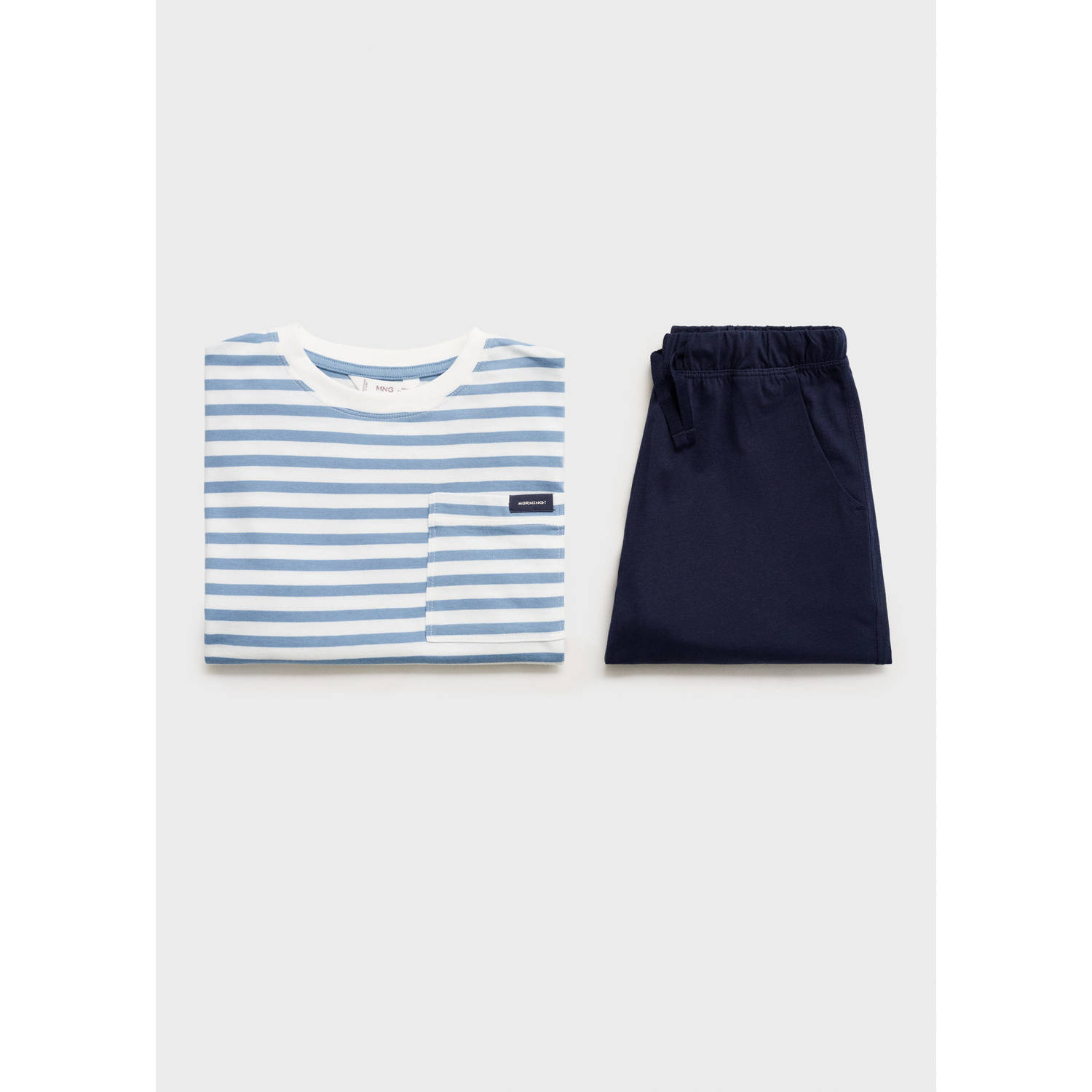 Mango Kids shortama donkerblauw lichtblauw wit