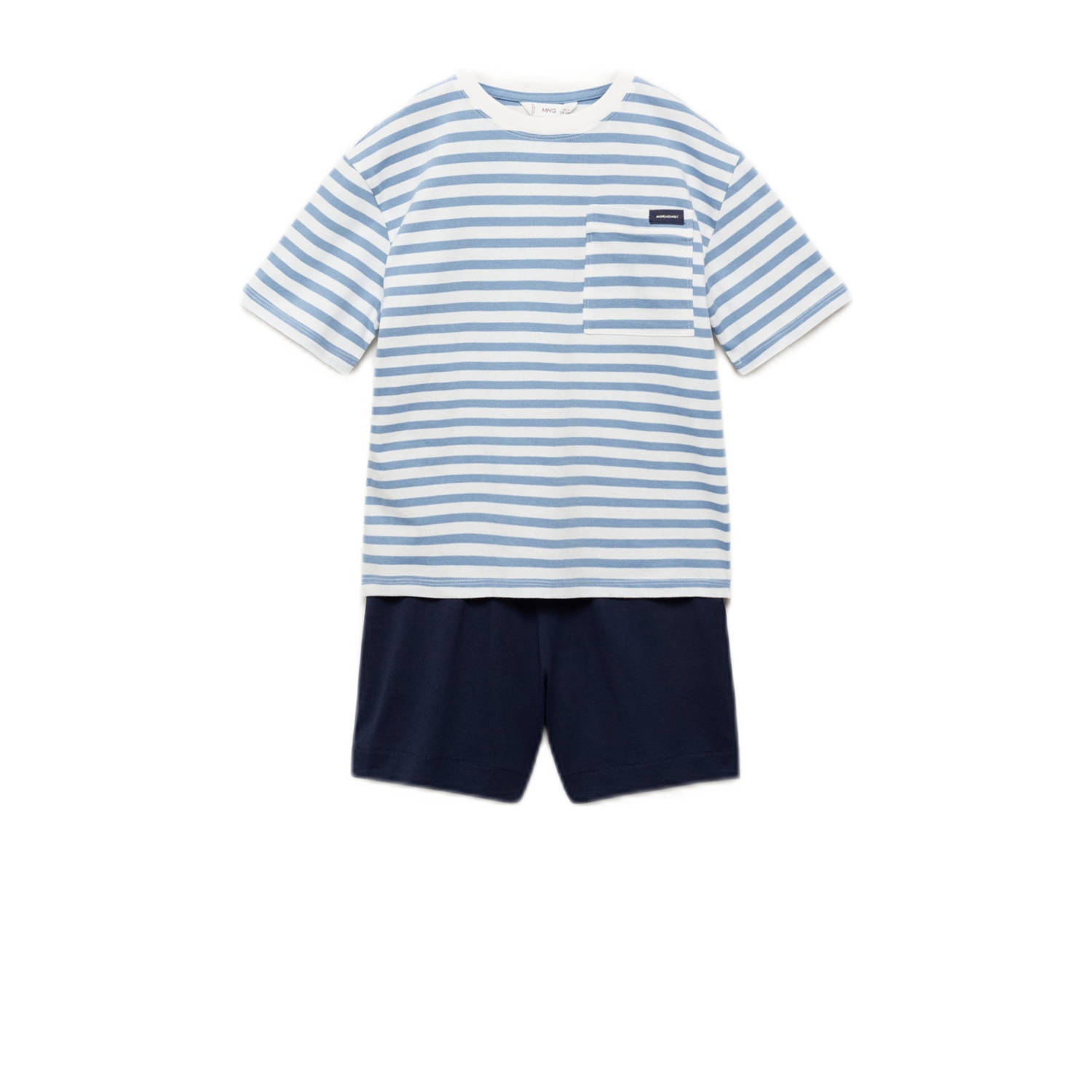 Mango Kids shortama donkerblauw lichtblauw wit