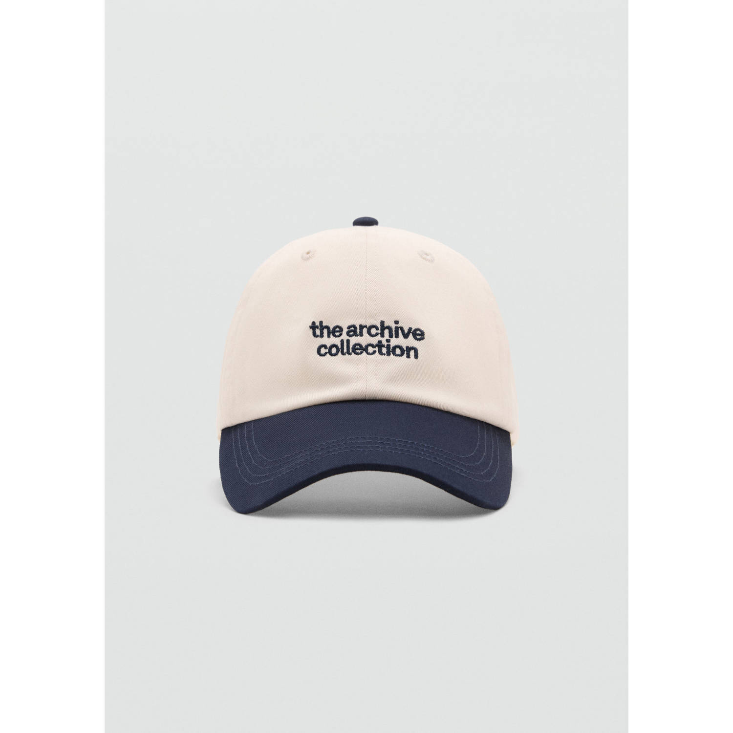 Mango pet met tekst beige donkerblauw