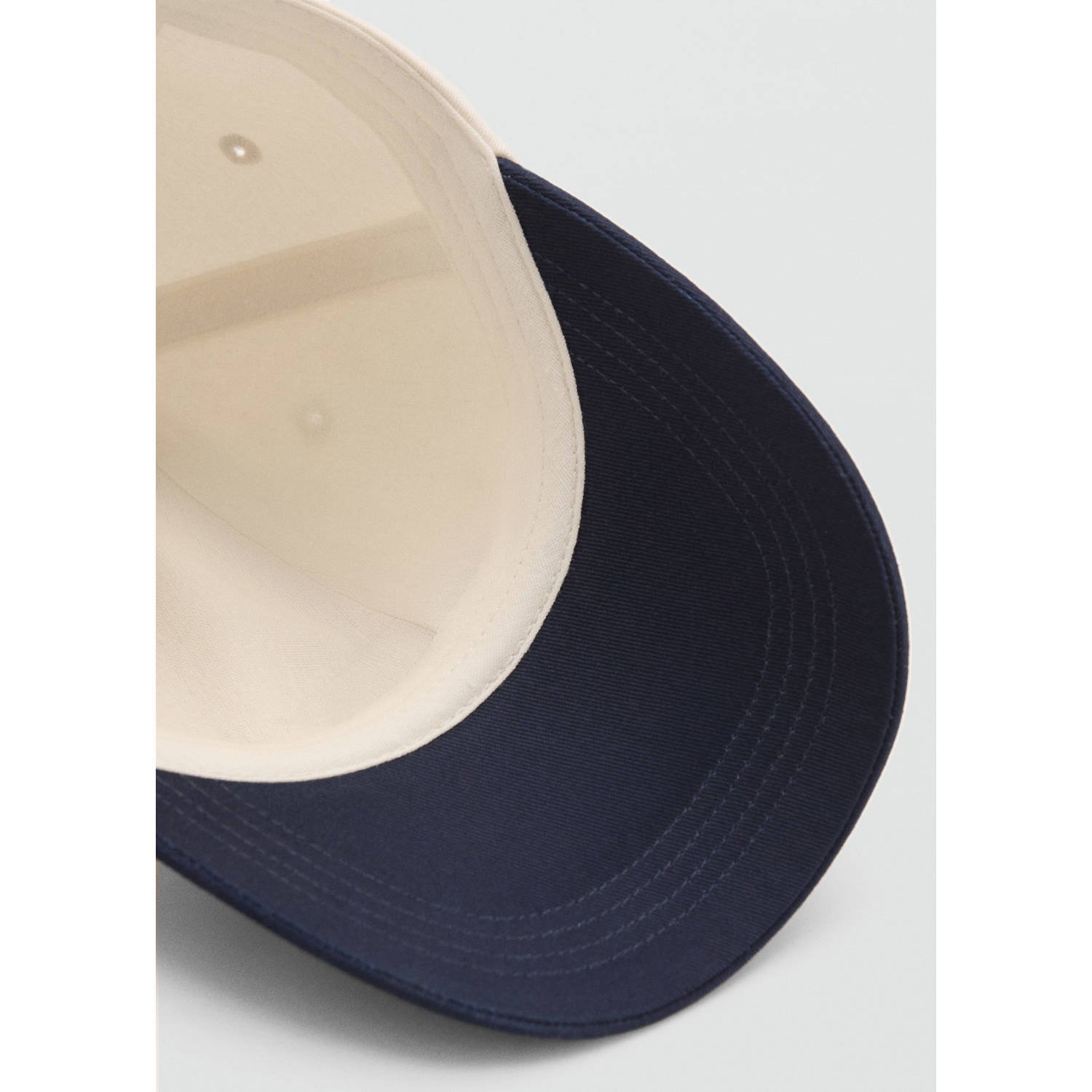 Mango pet met tekst beige donkerblauw