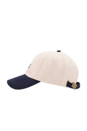 pet met tekst beige/donkerblauw