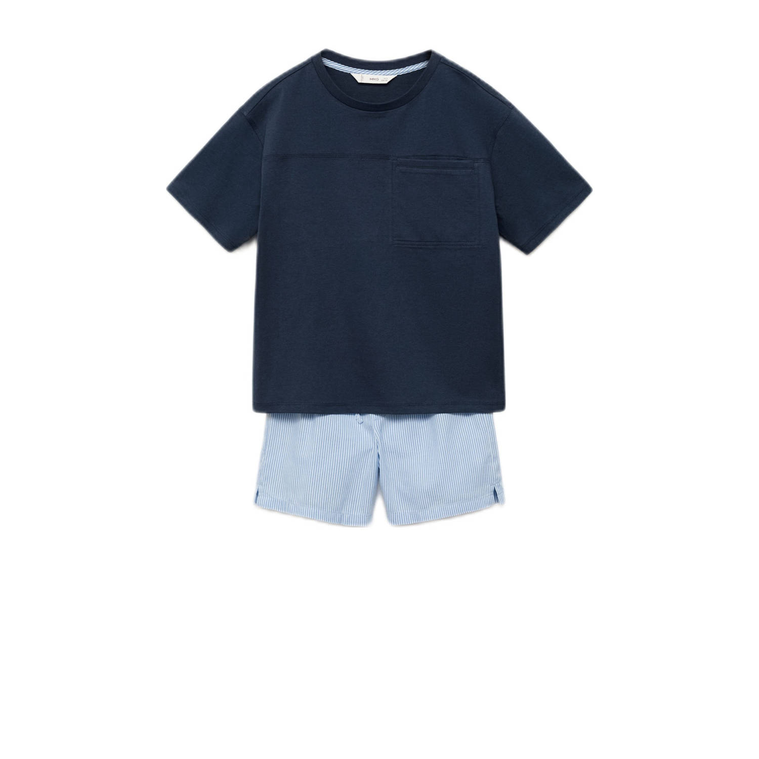 Mango Kids shortama donkerblauw lichtblauw wit