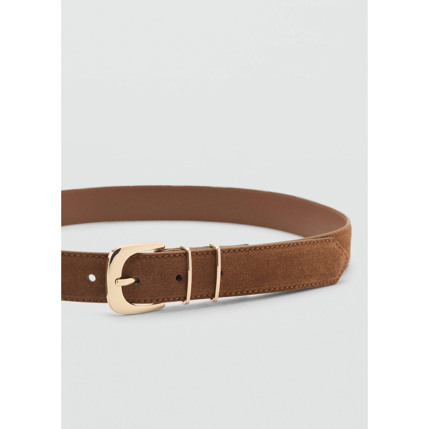 Mango suede riem donkerbruin