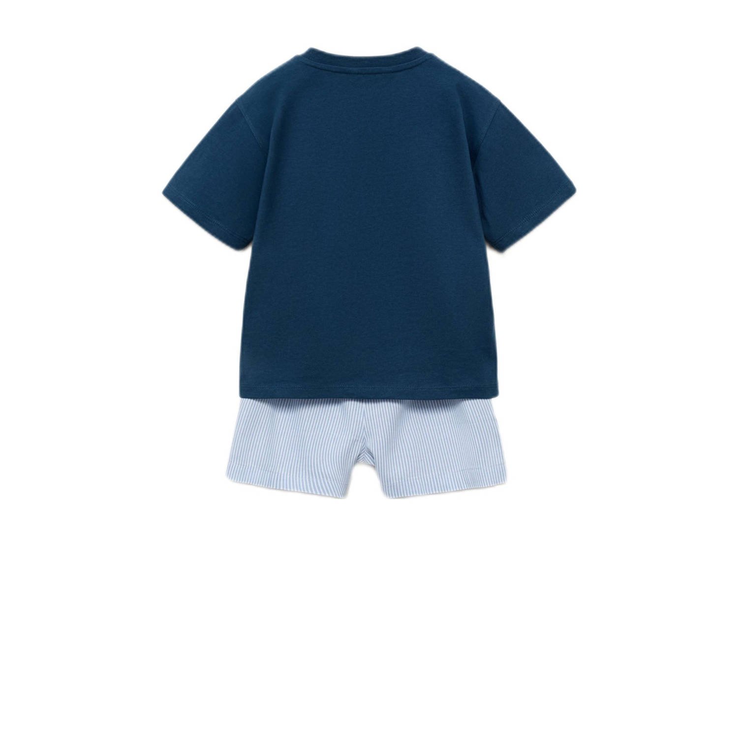 Mango Kids shortama donkerblauw lichtblauw wit