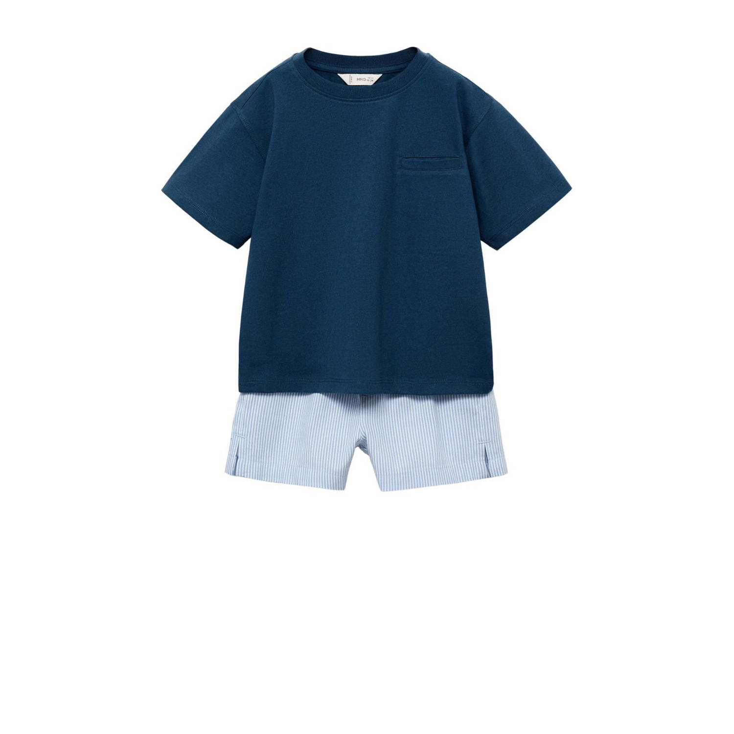 Mango Kids shortama donkerblauw lichtblauw wit