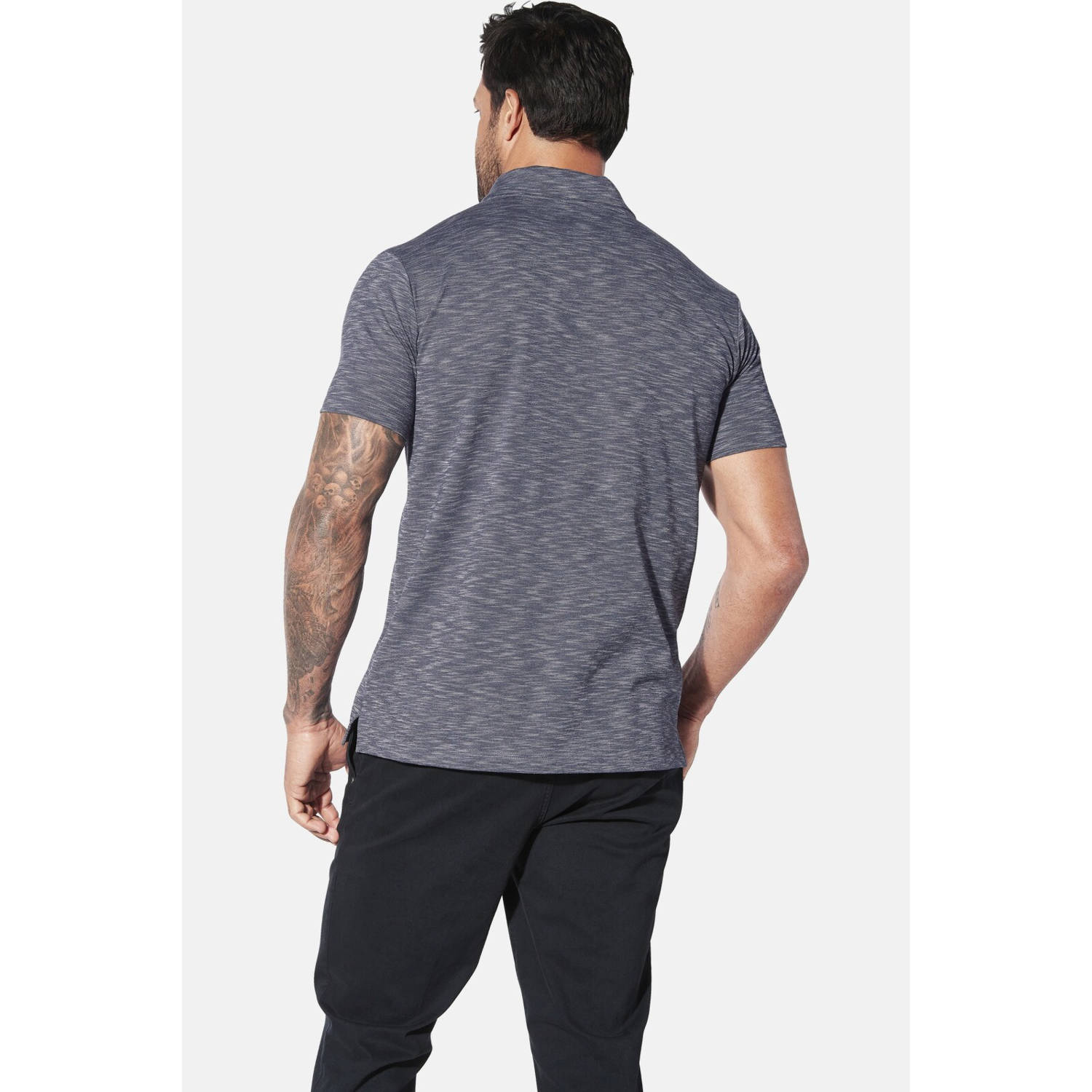 Jan Vanderstorm regular polo GISTUR Plus Size donkerblauw