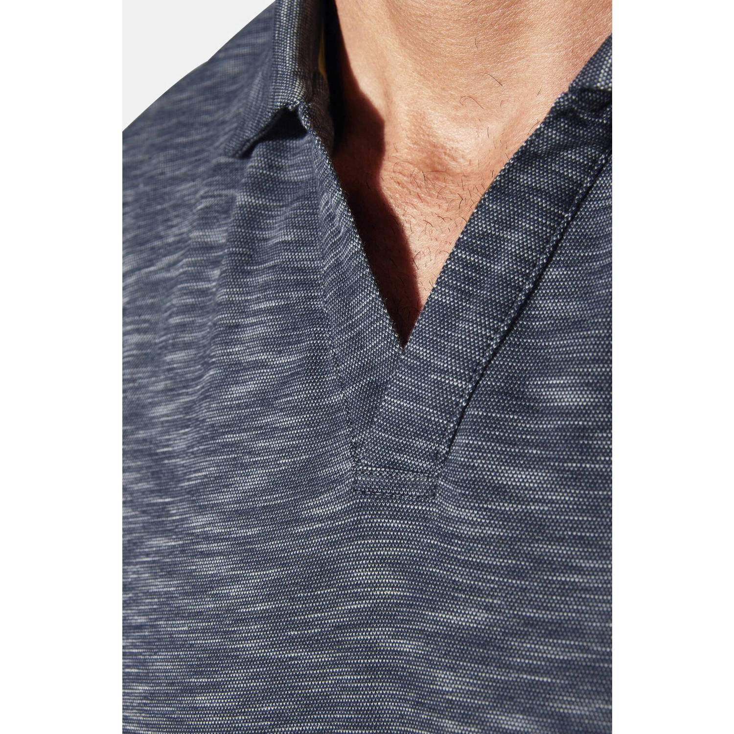 Jan Vanderstorm regular polo GISTUR Plus Size donkerblauw