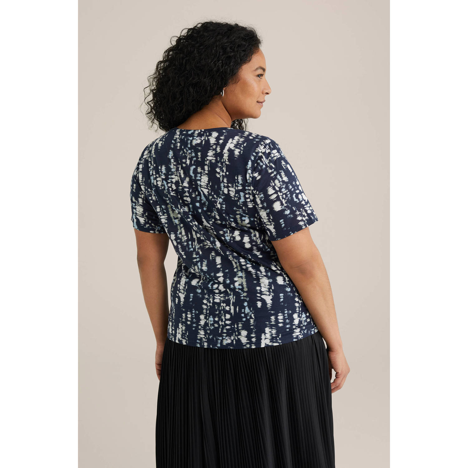 WE Fashion Curve top donkerblauw