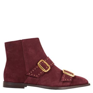 Karby suède enkellaarzen bordeaux