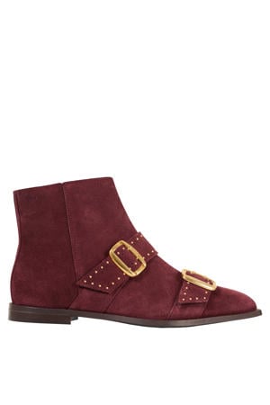 Karby suède enkellaarzen bordeaux