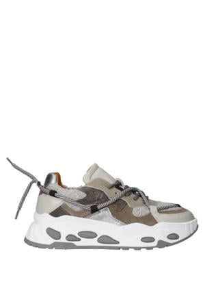 Saturnus teddy chunky suède sneakers grijs