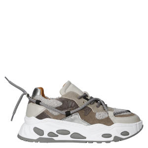 Saturnus teddy chunky suède sneakers grijs