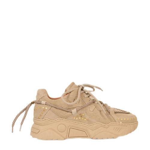 DWRS JUPITER studs chunky leren sneakers beige afbeelding