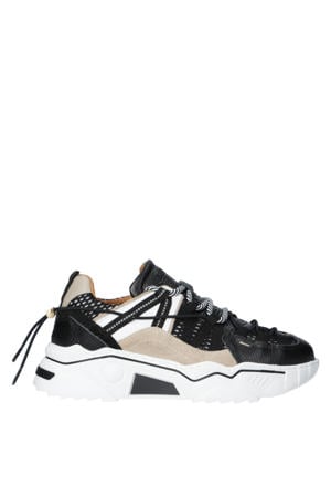Orion chunky leren sneakers zwart/beige